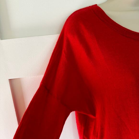 Madewell Sweater 100% Merino Wool Scoop Neck Red Women's Large Classic Staple - Picture 5 of 11